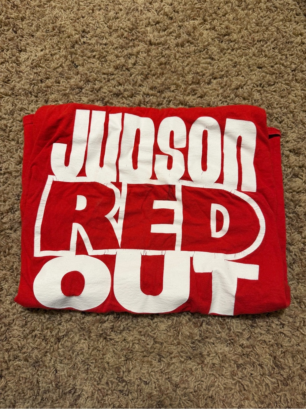 JUDSON: Bold Red Graphic Tee with Large White Lettering